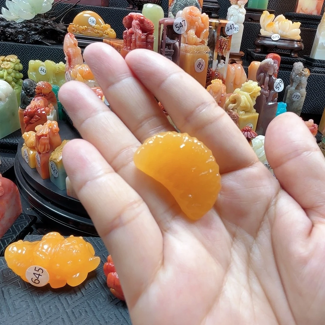 寿山石其他橘子手把