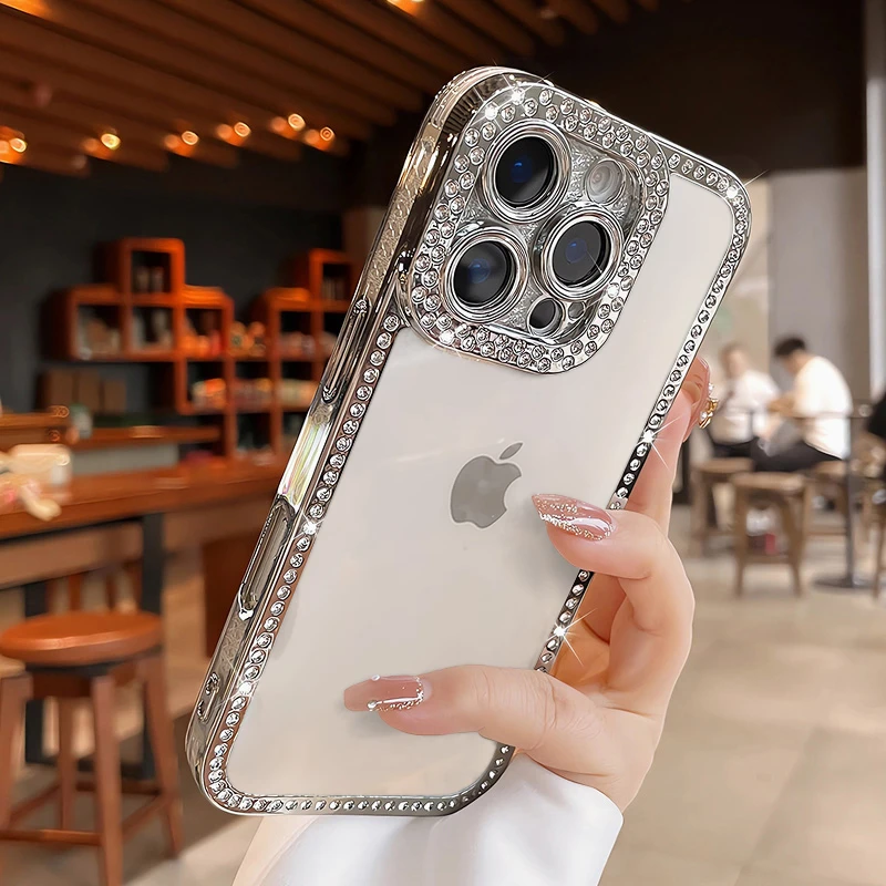 奢华水钻全包透明苹果手机壳适用iPhone16promax时尚15高档14小众