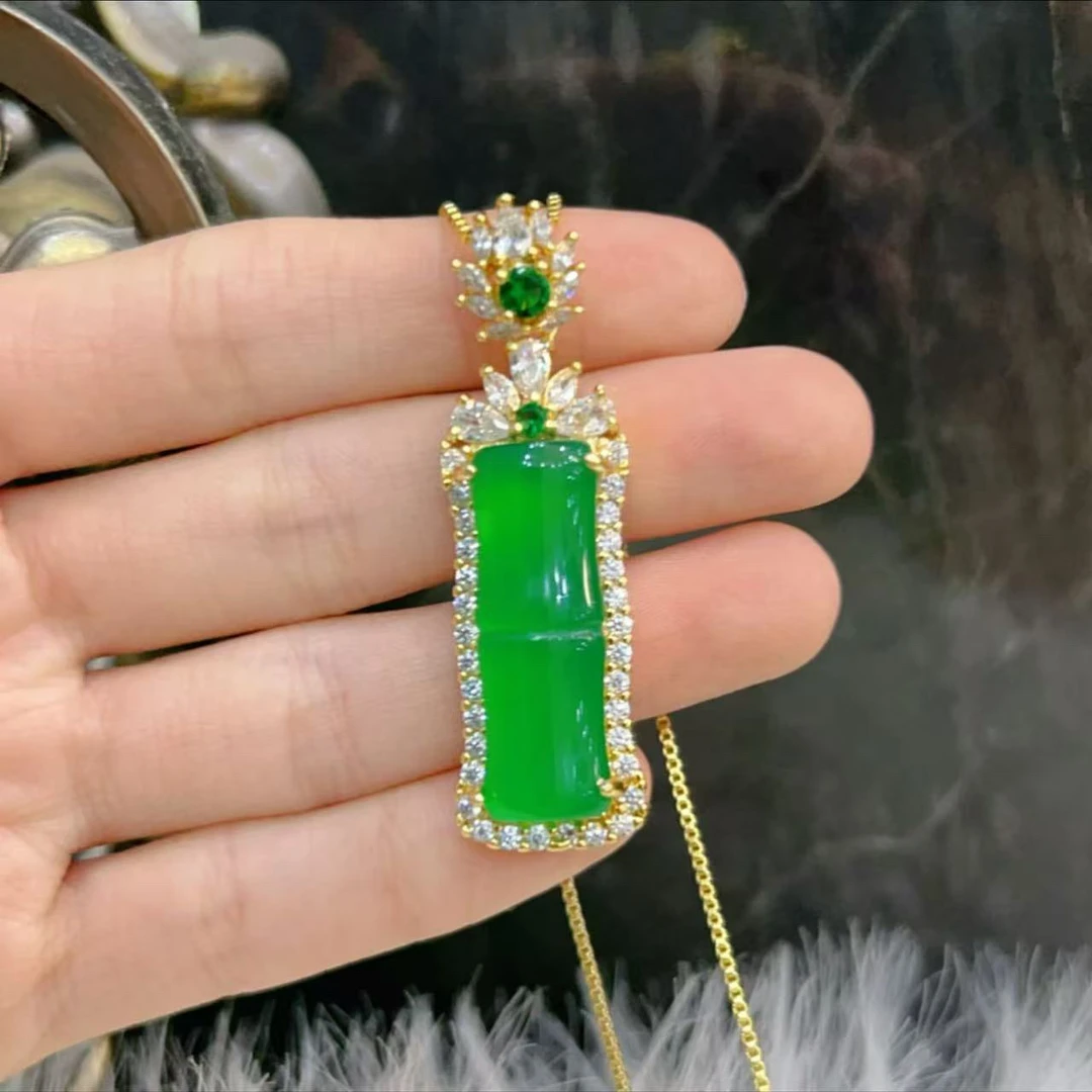 铜合金锆石吊坠 时尚步步高升竹节吊坠