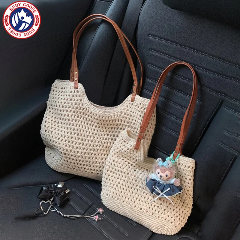 RUDY GOOSE慵懒风编织包女夏季海边度假包大容量单肩草编包托特包