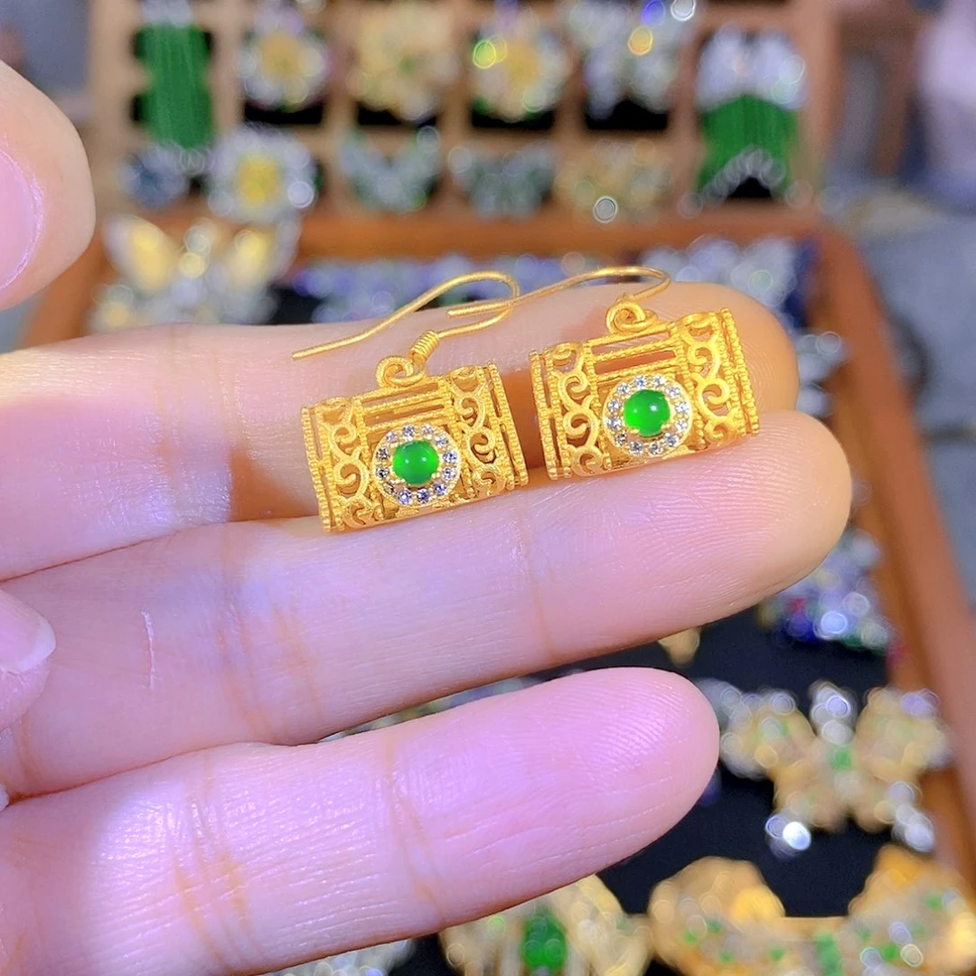 吊坠(不含链)银S925镶嵌翡翠