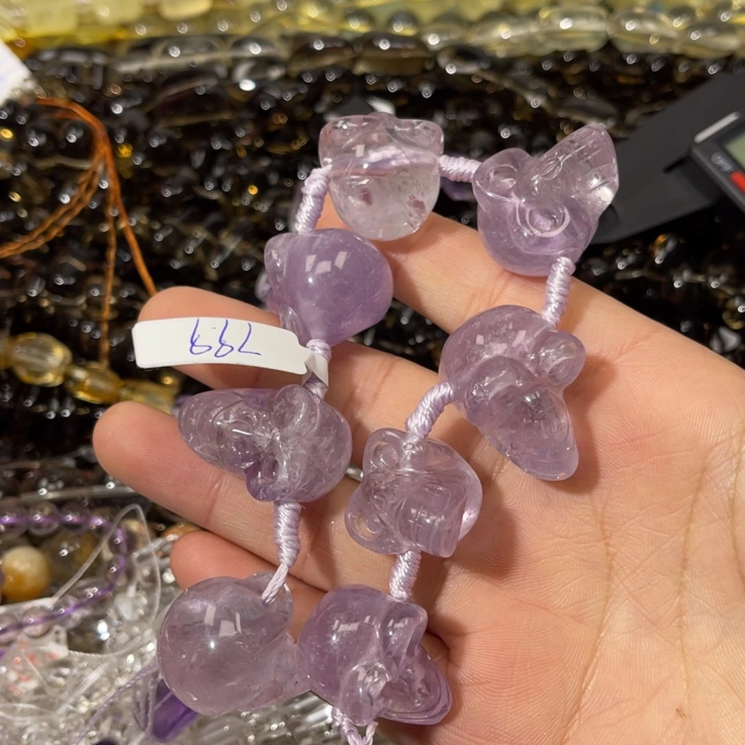 紫晶珠宝半成品银S925镶嵌紫水晶雕刻件