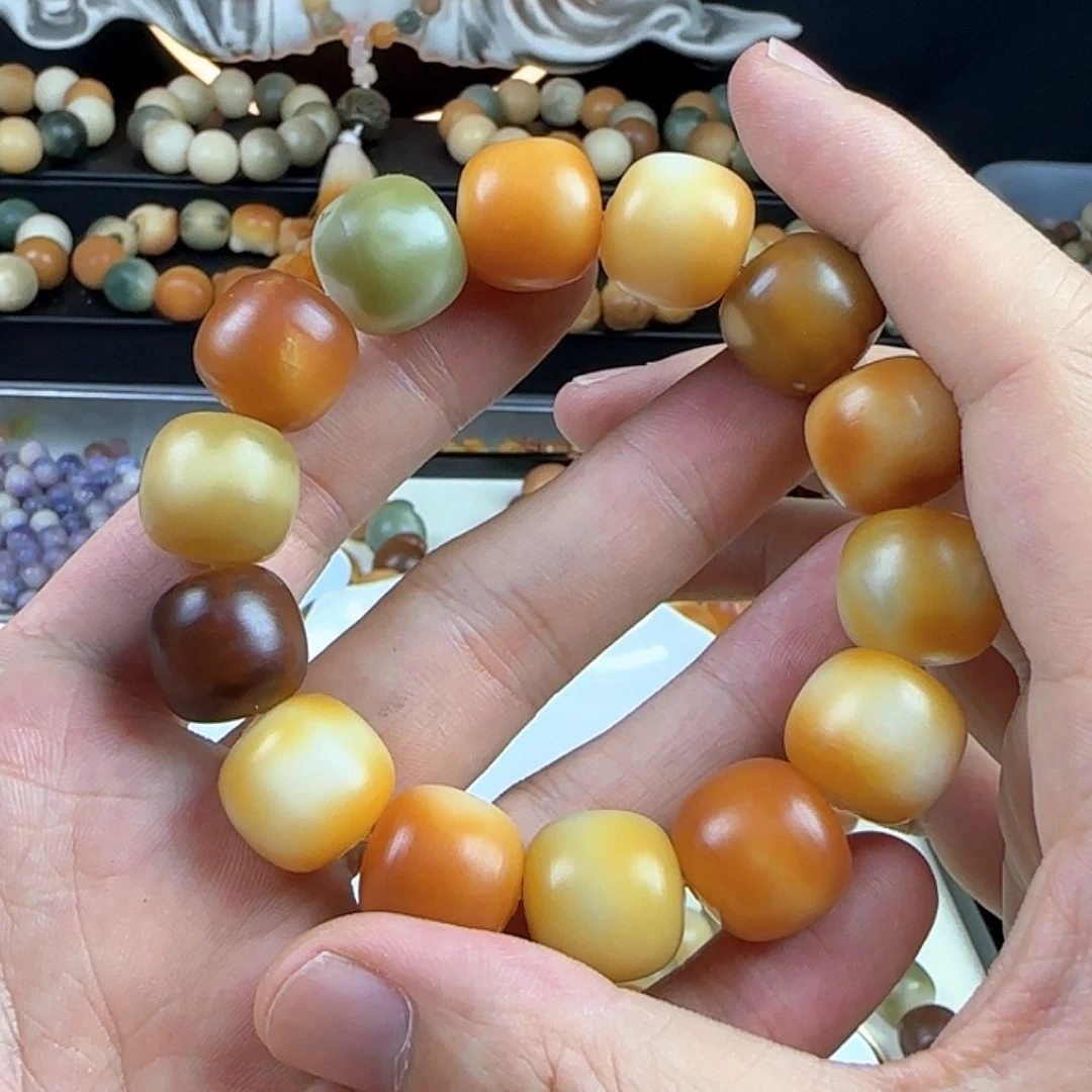 菩提根/象牙果吊坠卡16瑕疵干磨桶珠1条手串