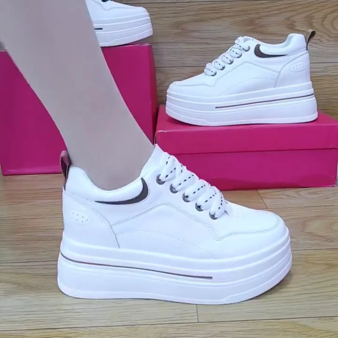 老爹鞋女2025秋季新款皮面松糕厚底休闲运动鞋内增高女鞋子小白鞋