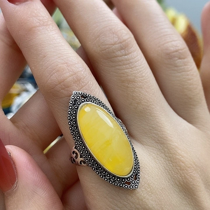 琥珀戒指未镶嵌戒指