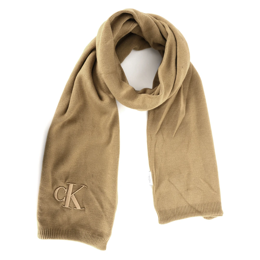 CALVIN KLEIN JEANS 中性卡其色保暖围巾围脖 CKO200178