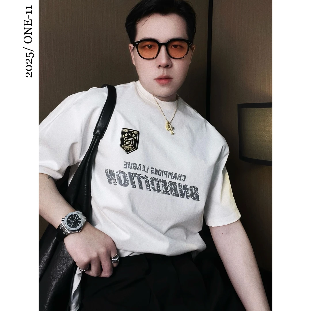 重磅宽松版型潮牌夏季印花男士短袖半袖潮流百搭休闲体恤T恤
