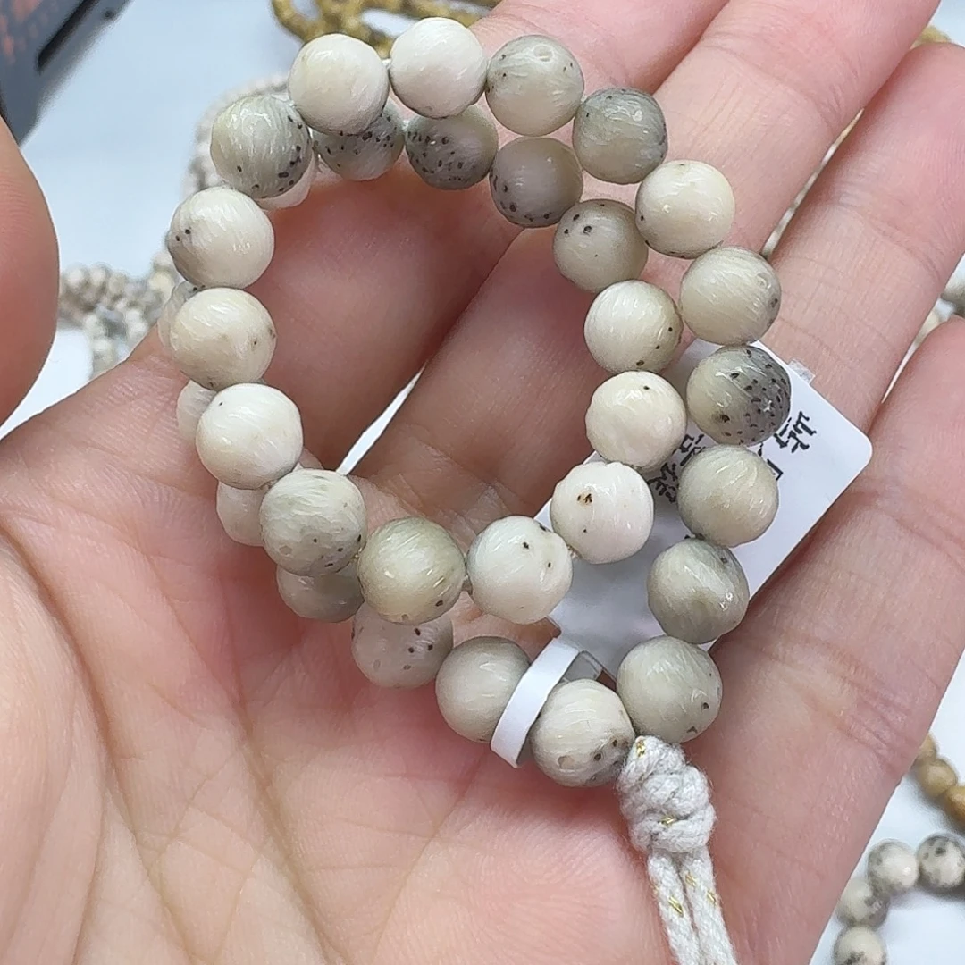 星月菩提吊坠7圆拉丝无相手持糯润石玉料