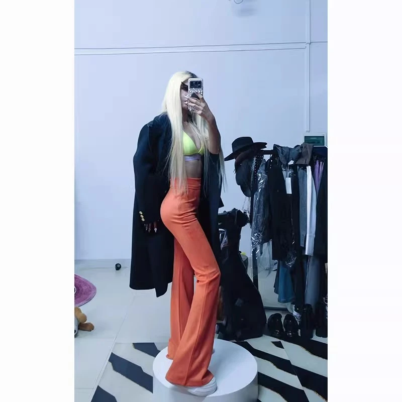 【桔色雪花绒微喇叭】AOAOMISSSHOP鳌鳌家秋冬款厚料【231】60-2