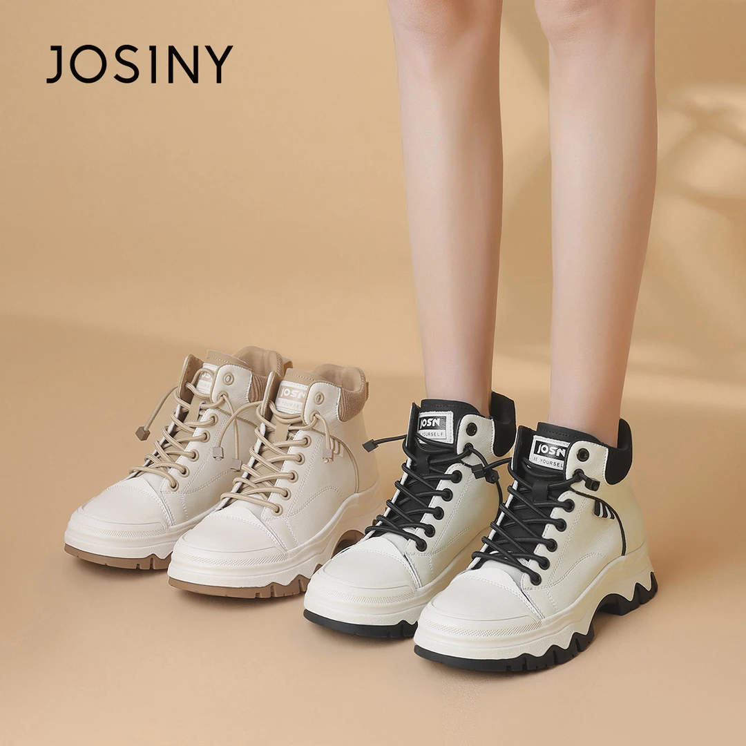 卓诗尼厚底马丁靴女2025冬季爆款百搭短靴加绒保暖雪地靴高帮板鞋