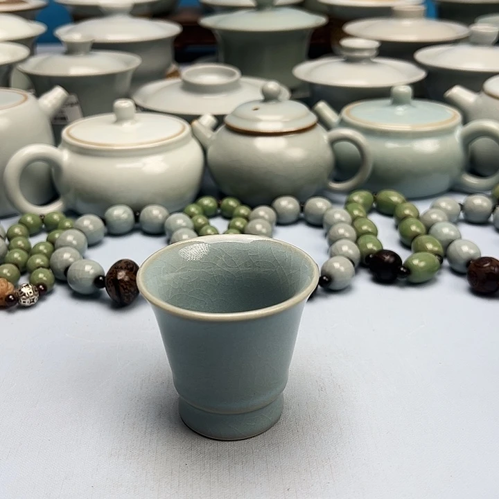 杯仿古粉青釉闻香杯原矿原釉原产地