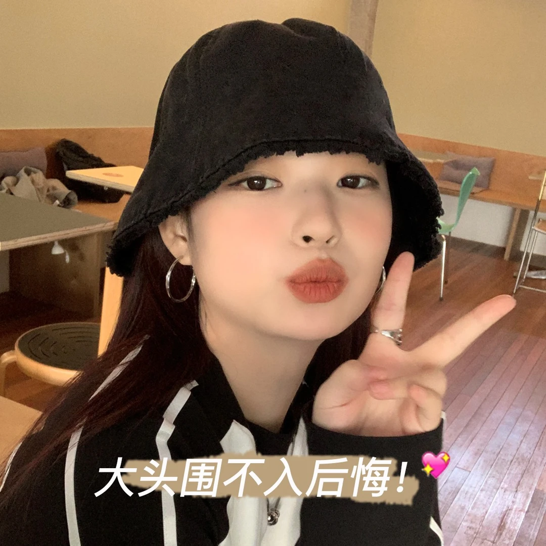 大头星球洋气好看的帽子小边渔夫帽女四季款大头围百搭夏季休闲