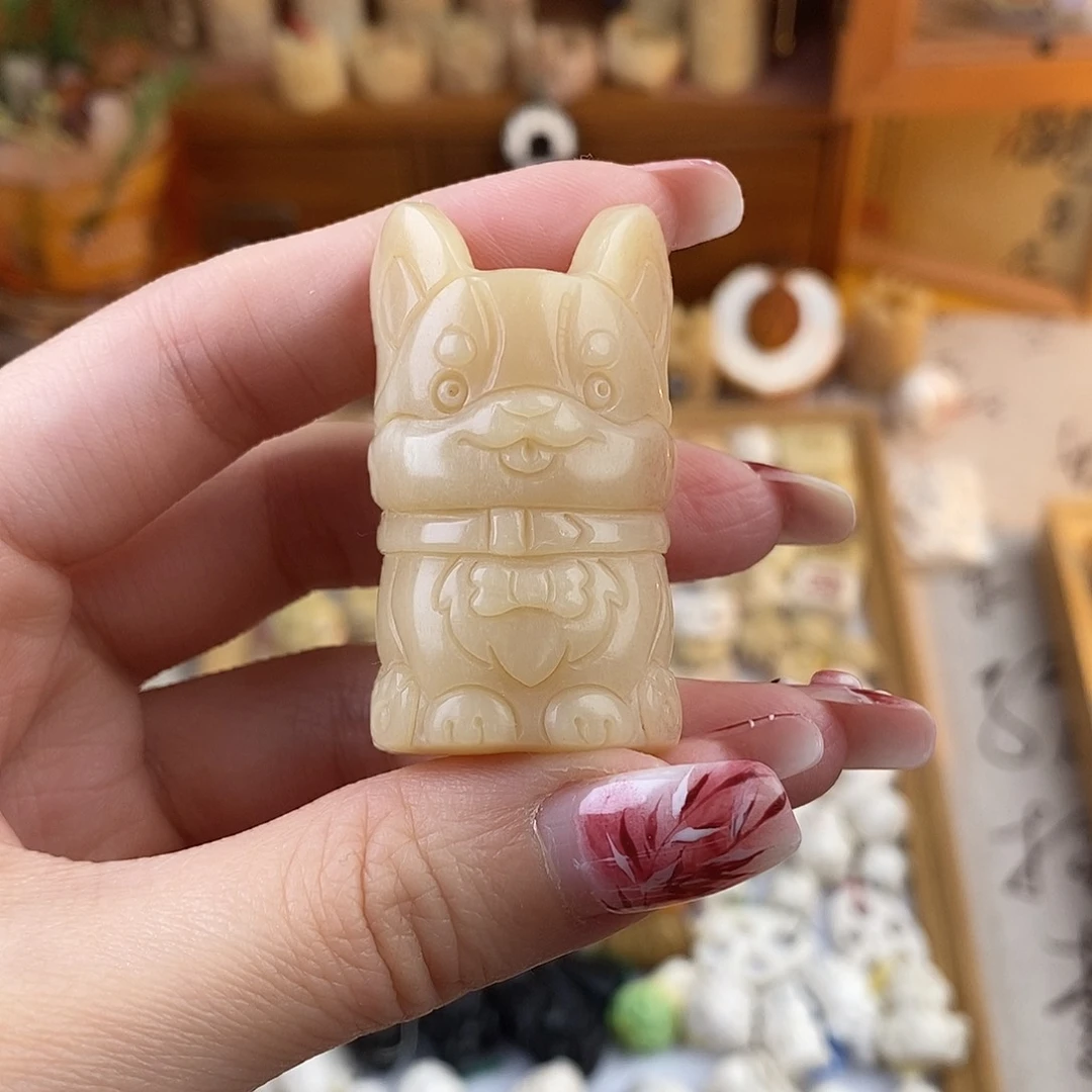 鹿骨把件小****nM11马骨雕刻的柯基骨笛