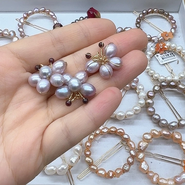 淡水珍珠发饰银S925镶嵌