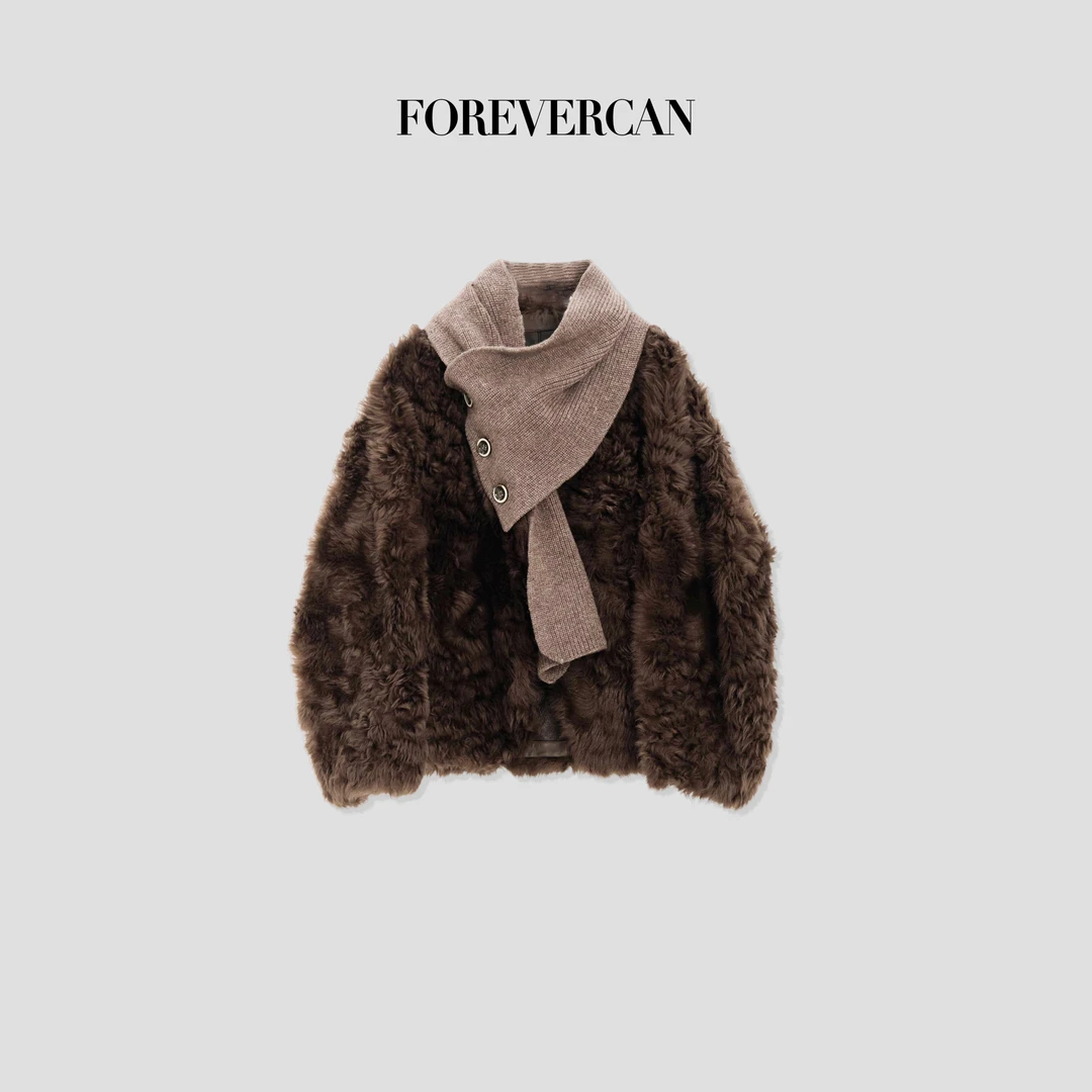FOREVERCAN“加纳暖冬”托斯卡纳皮毛一体皮草大衣外套 SC22333
