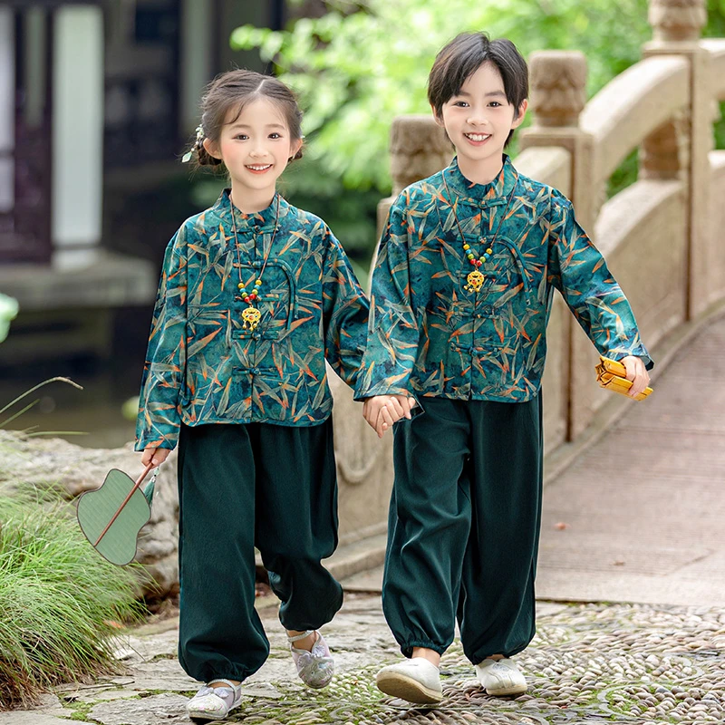 汉服女童国风男童唐装中秋新中式宝宝春秋款儿童演出服国学表演服