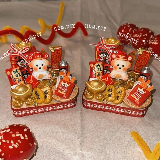 •新年•重工 旺旺大礼包年货 手工DIY冰箱贴食玩微缩场景