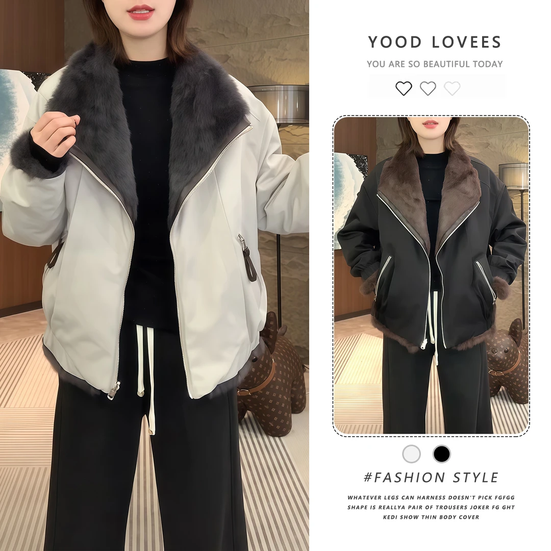 2025冬季新款百搭时尚短外套女短款加厚保暖双面穿夹克休闲上衣