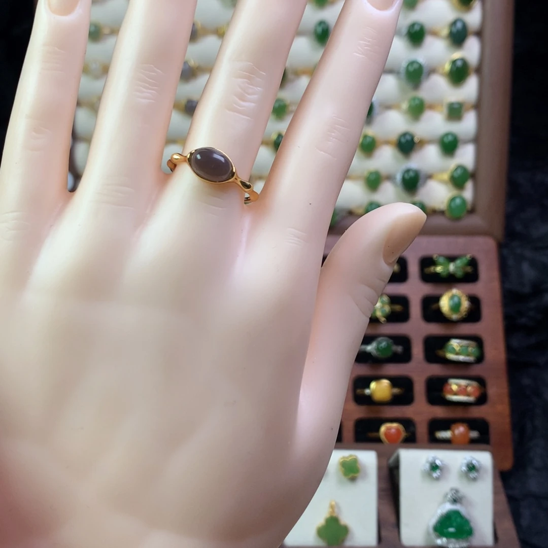 和田玉银S925镶嵌戒指