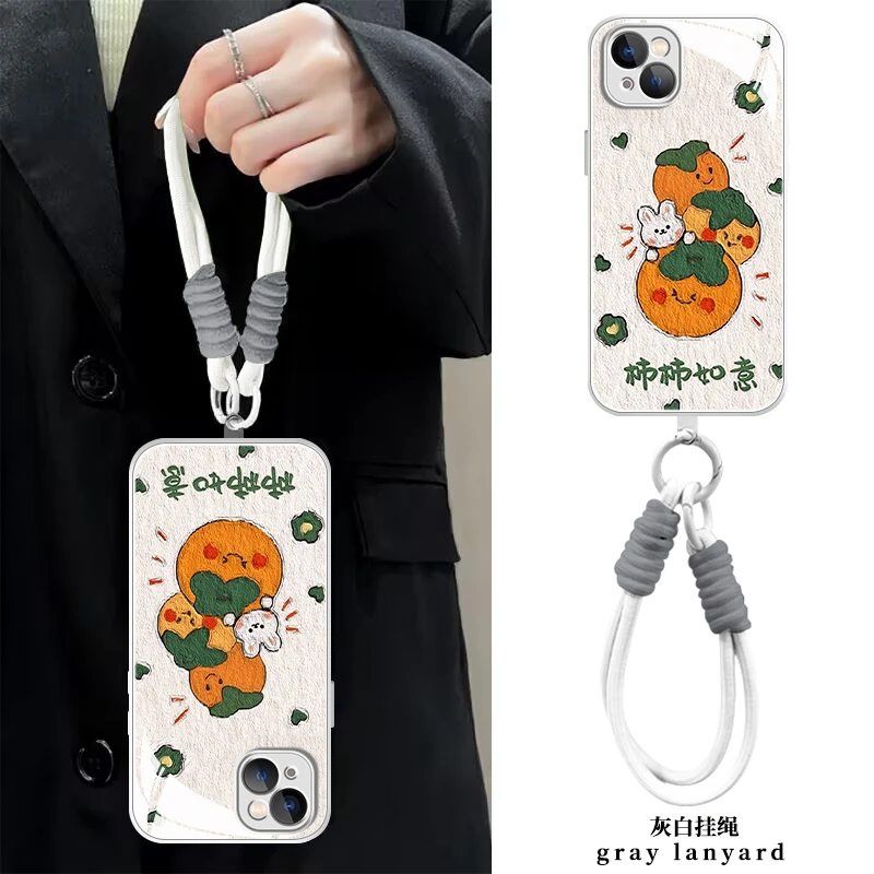 【苹果/华为/荣耀/OPPO/vivo/小米】油画柿柿如意液态玻璃手机壳