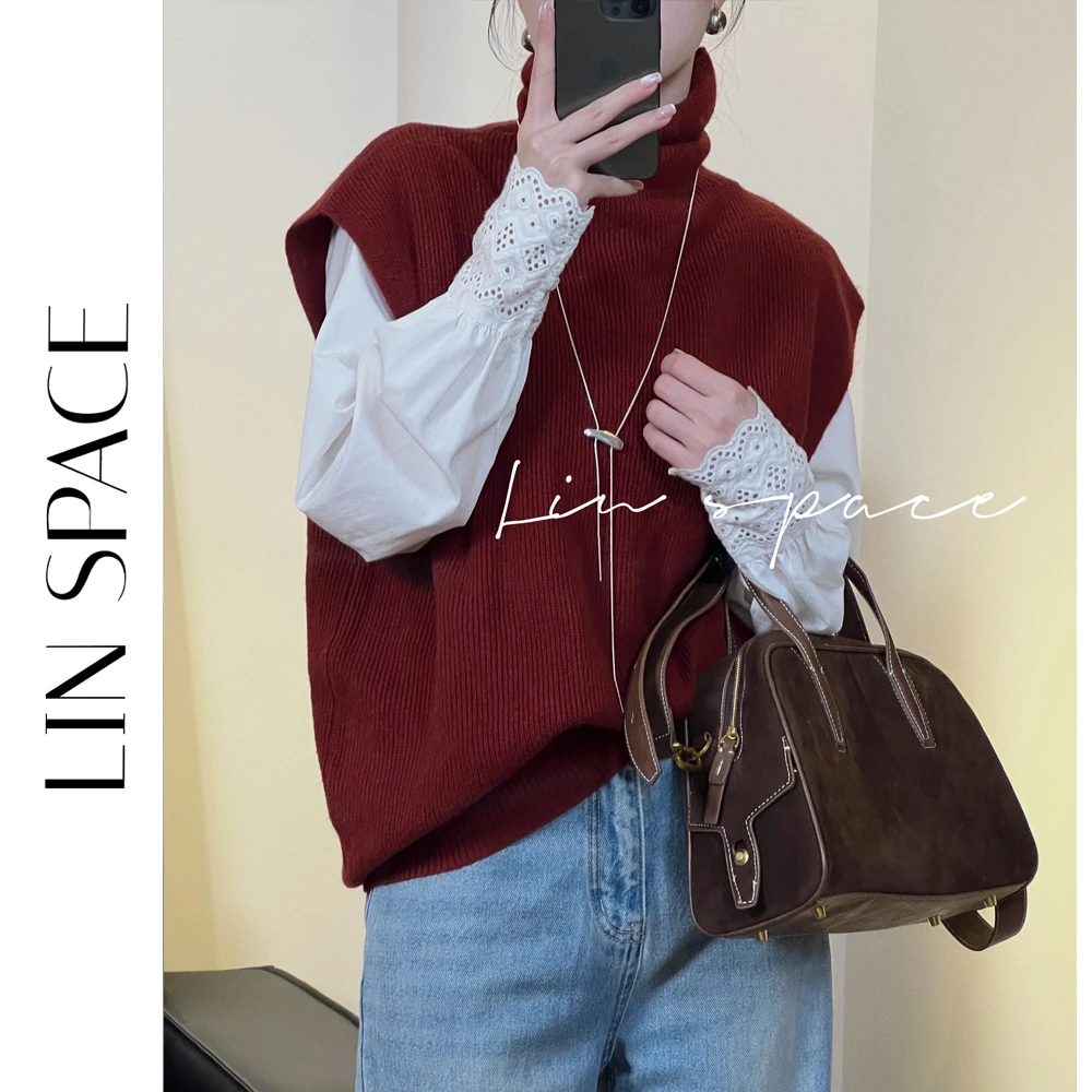 陈陈琳呀【叠穿神器】松弛感百搭层次感叠穿针织马甲高领背心堆堆领