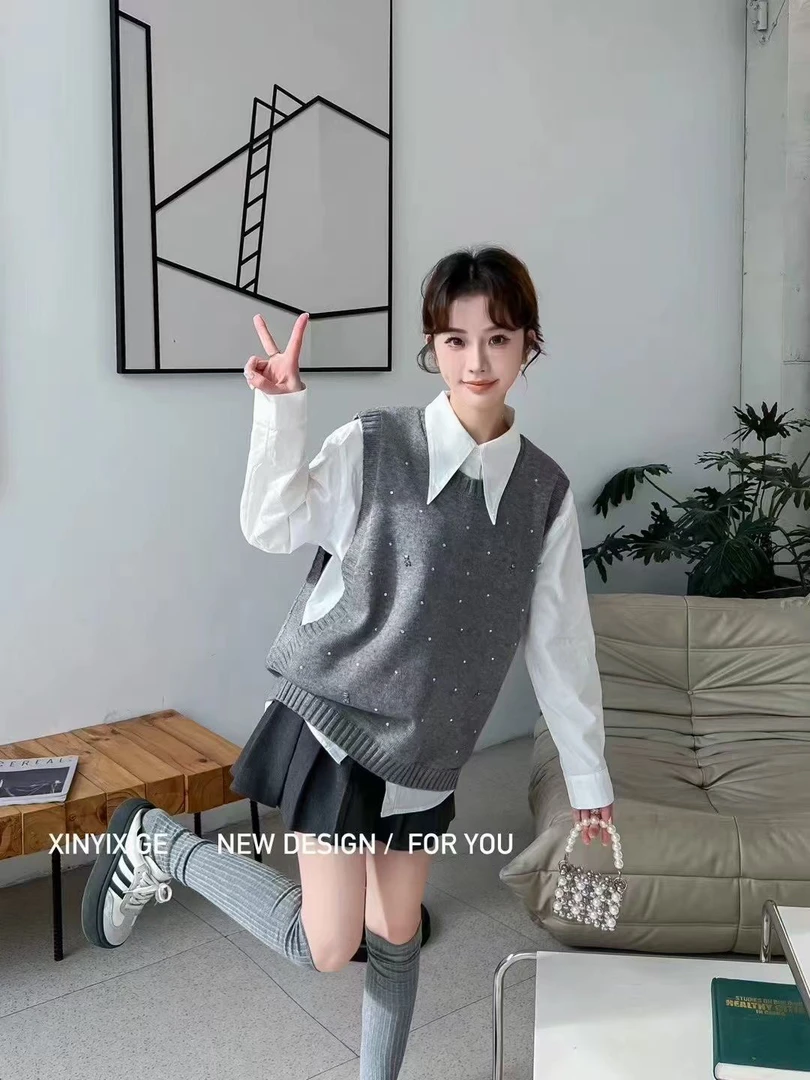 可内搭可外穿，时尚洋气两件套毛衫