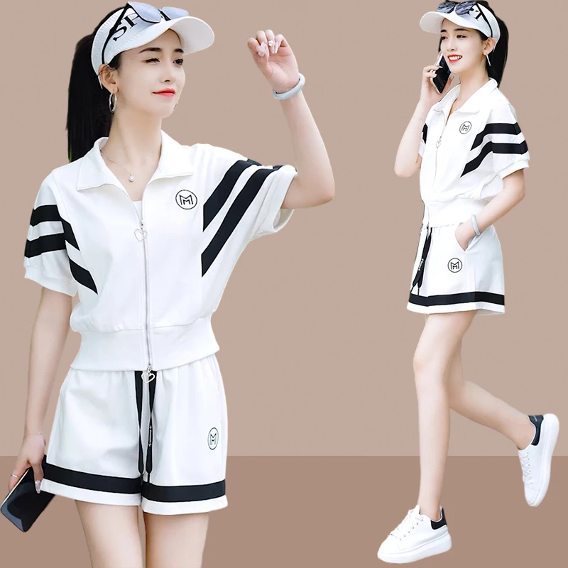 网红洋气炸街套装女爆款2025夏季新款网红时尚外套短裤两件套穿搭