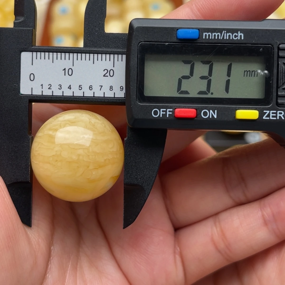 琥珀未镶嵌裸石蜜蜡圆珠笑