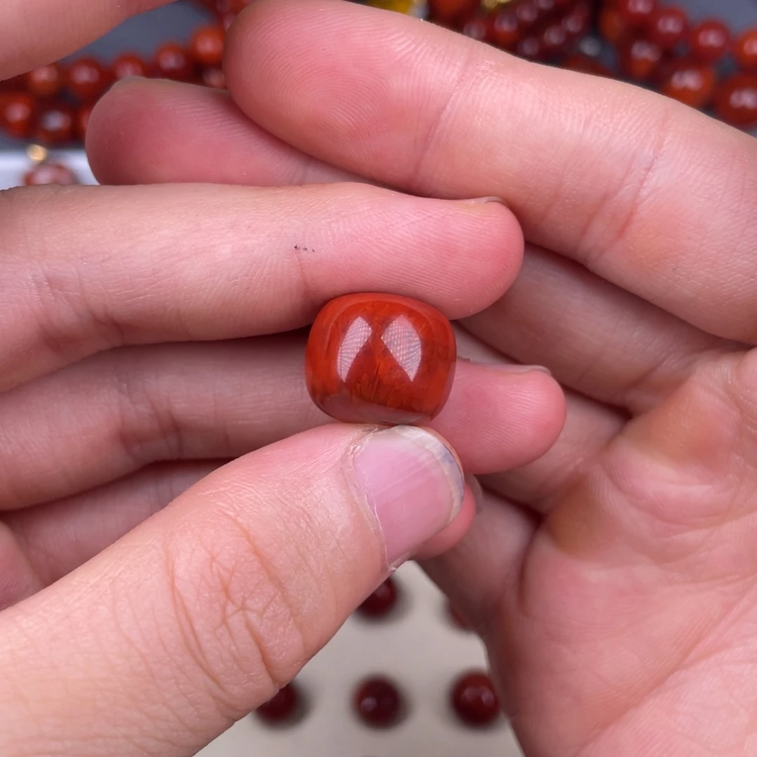 南红玛瑙未镶嵌其他15mm瓦西玫红火焰纹