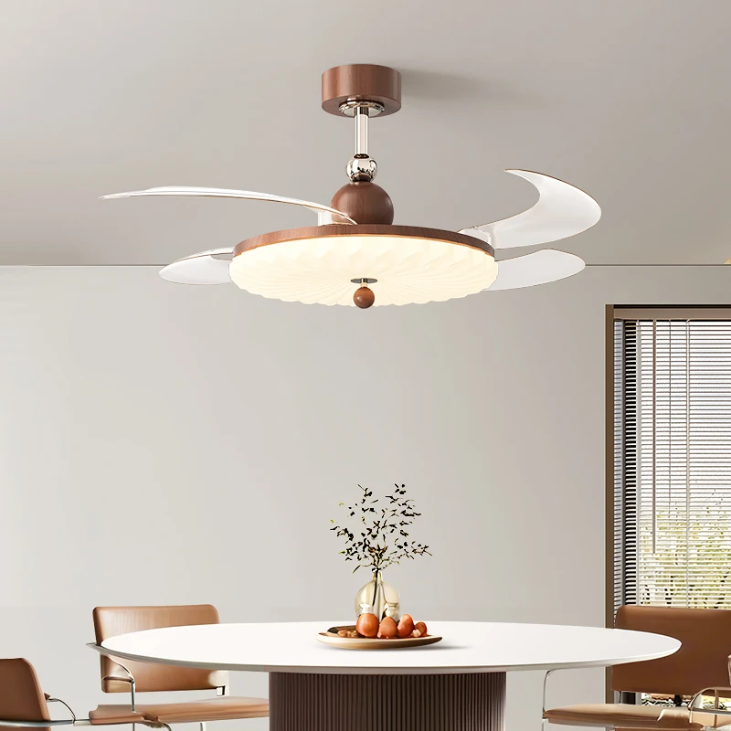 【灯语】中古风隐形吊扇灯餐厅卧室护眼大风力变频静音电扇灯