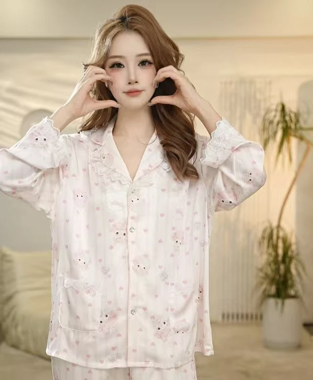 VINEEMAN【美乐蒂】卡通睡衣女款长袖春秋季长裤网红风家居服套装