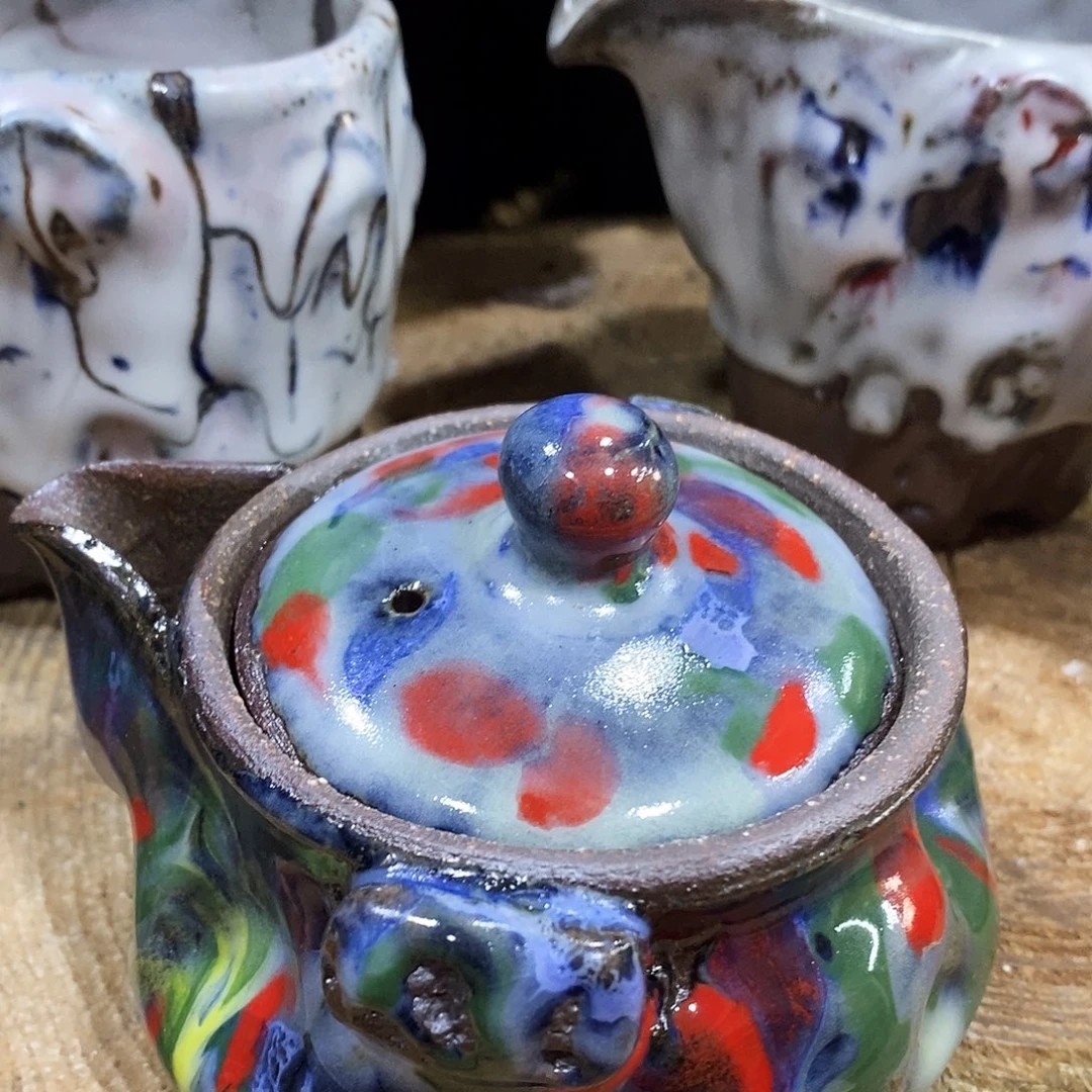 粗陶柴烧志野茶器