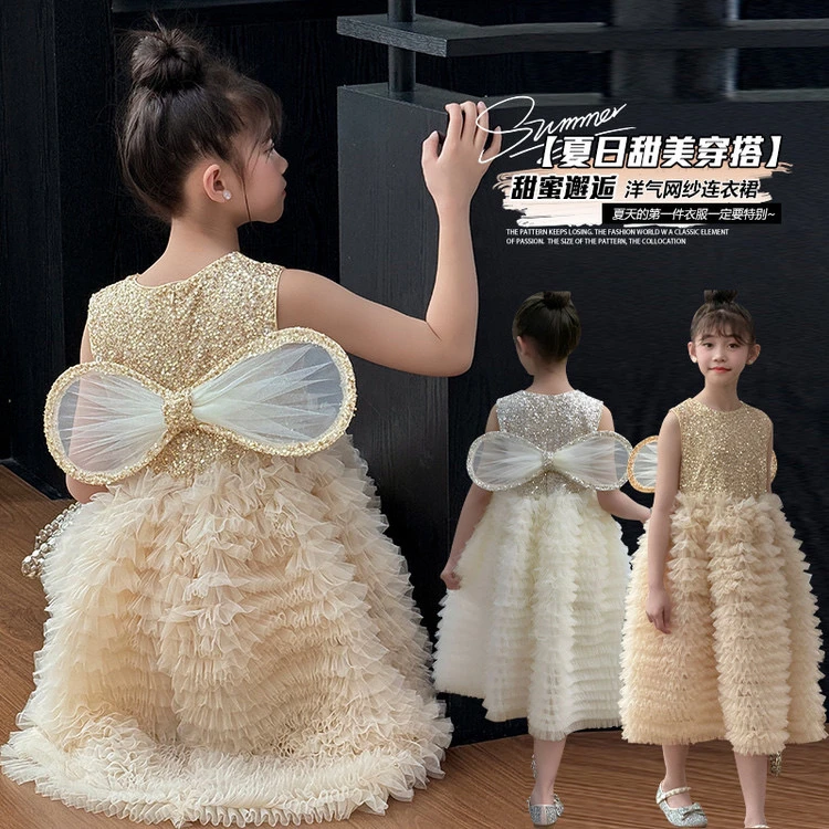女童公主裙夏季新款时尚洋气高定演出蓬蓬纱蛋糕裙（价格已开）