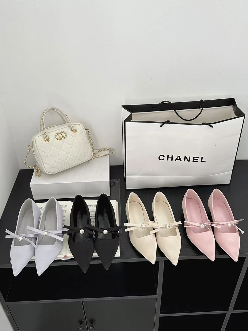 珍珠韩系甜美可爱蝴蝶结尖头5628-6坡跟缝制春季时尚百搭跟低跟