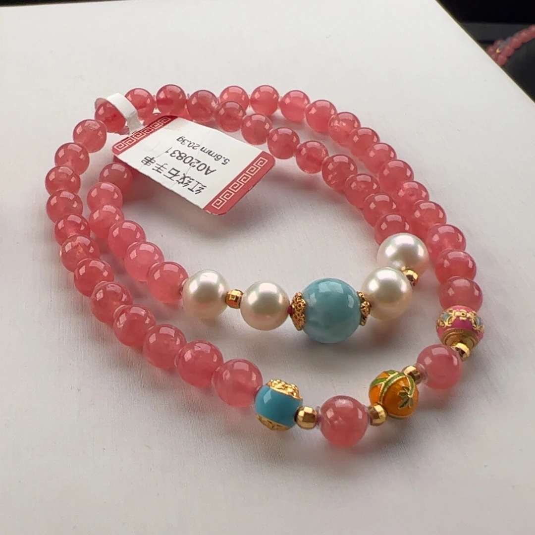 未镶嵌菱锰矿（红纹石）手串