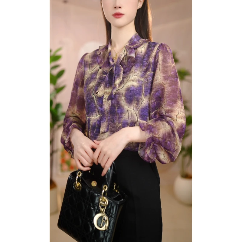 2025新款紫气东来优雅气质典雅衫小衫春夏款中式高贵显瘦时尚复古