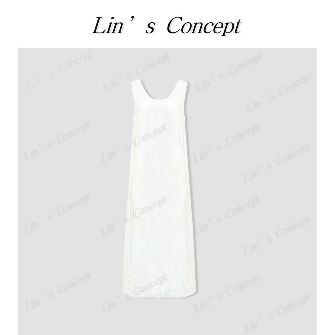 【Lin's concept】极简设计师款大圆领无袖连衣裙 DL2405660