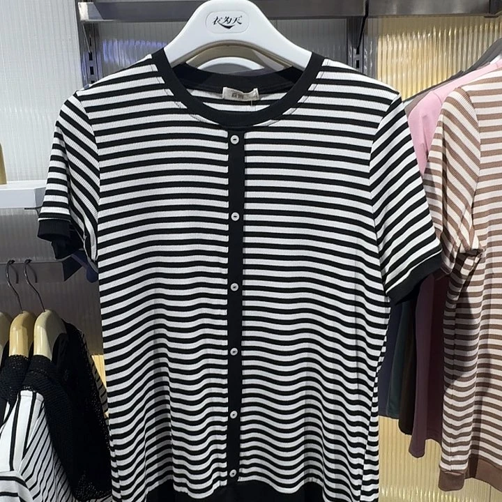 棉175b女士半袖黑白24003