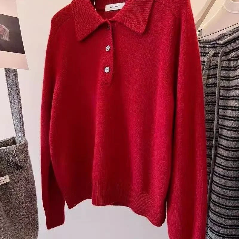 瑕疵女针织毛针织衫勃艮第红针织上衣时尚