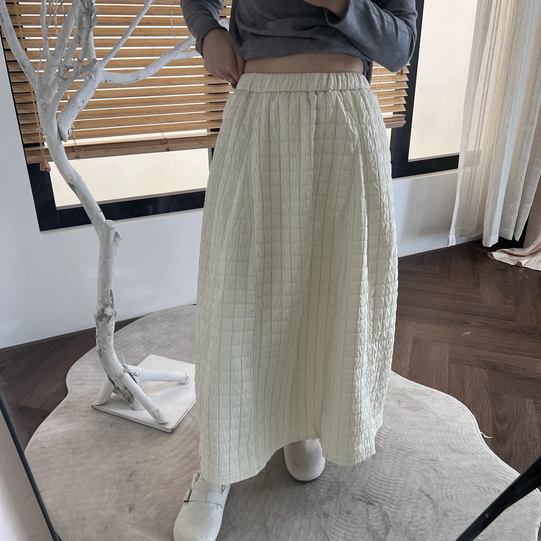 【柒小晴定制】秋冬高腰厚款日式半身裙时尚夹棉格子半裙XQ66250007