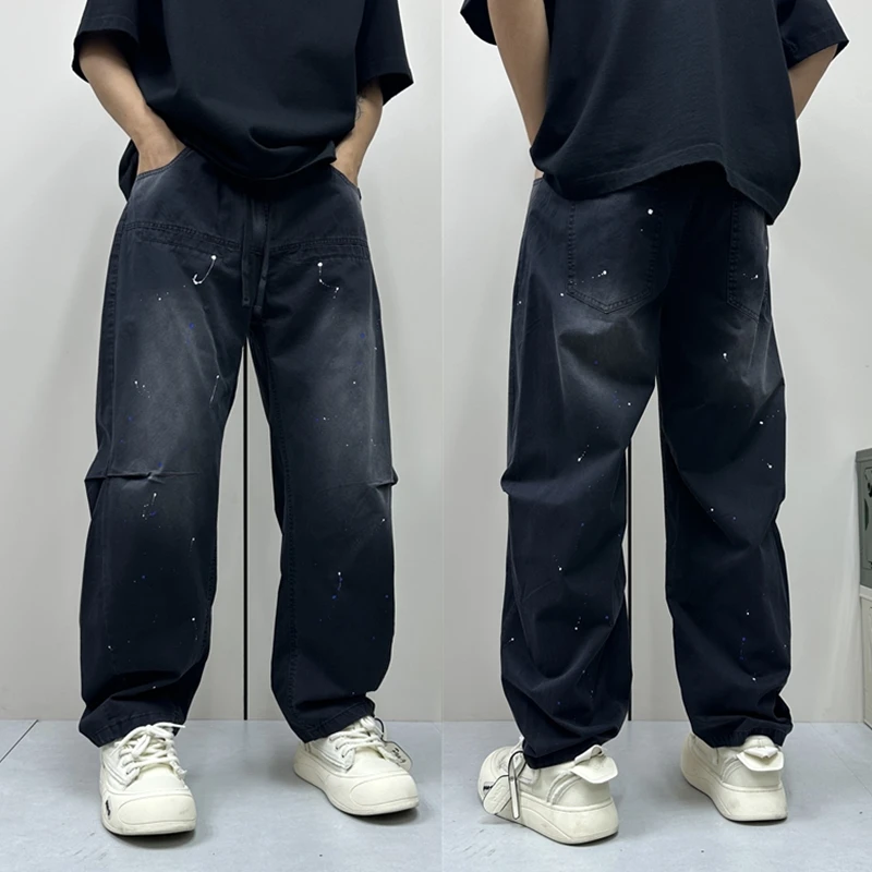 昊Studio夏季新款高街复古潮牌水洗休闲裤男士宽松美式百搭直筒裤