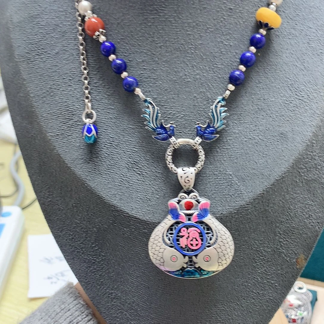 足银玻璃足银吊坠