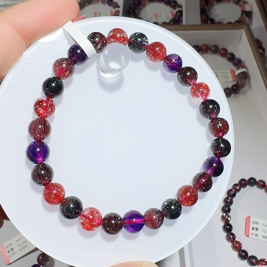 未镶嵌手链水晶6.8mm黑加仑超七手串