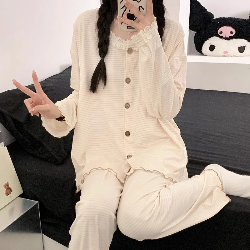 莫代尔夏季薄款月子服产后哺乳喂奶带胸垫大码待产怀孕期孕妇睡衣