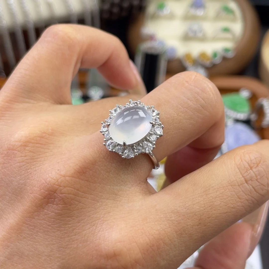 银S925镶嵌戒指翡翠戒指