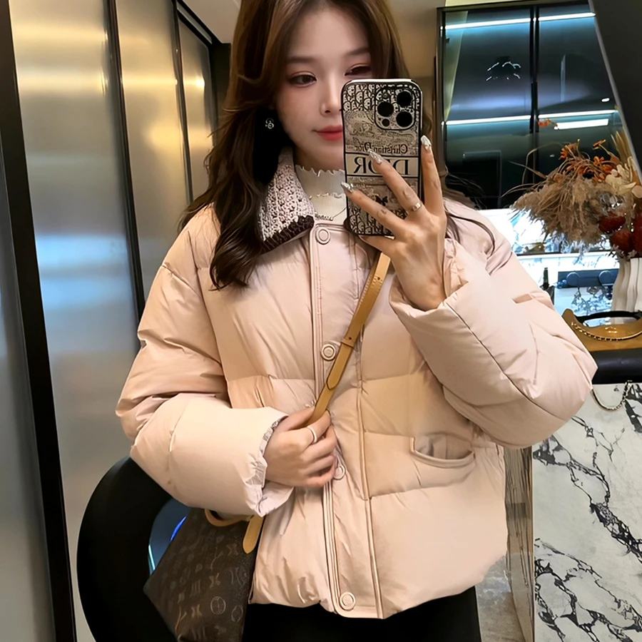 薄款保暖翻领短款玫粉短款潮流女装设计感韩版小个子网红百搭外套