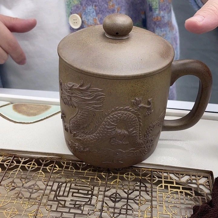 茶杯紫砂柴烧大龙杯