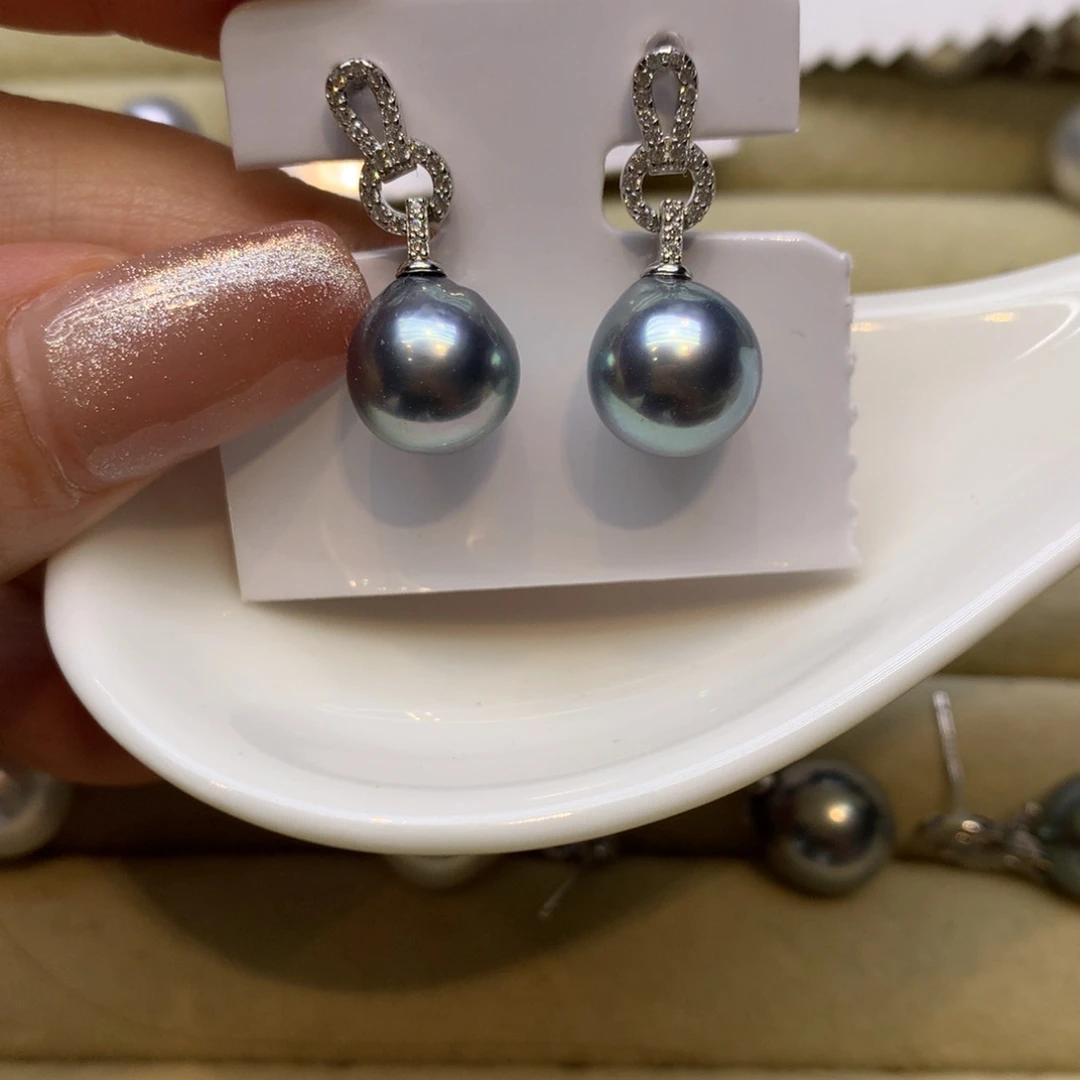 银S925镶嵌耳饰海水珍珠