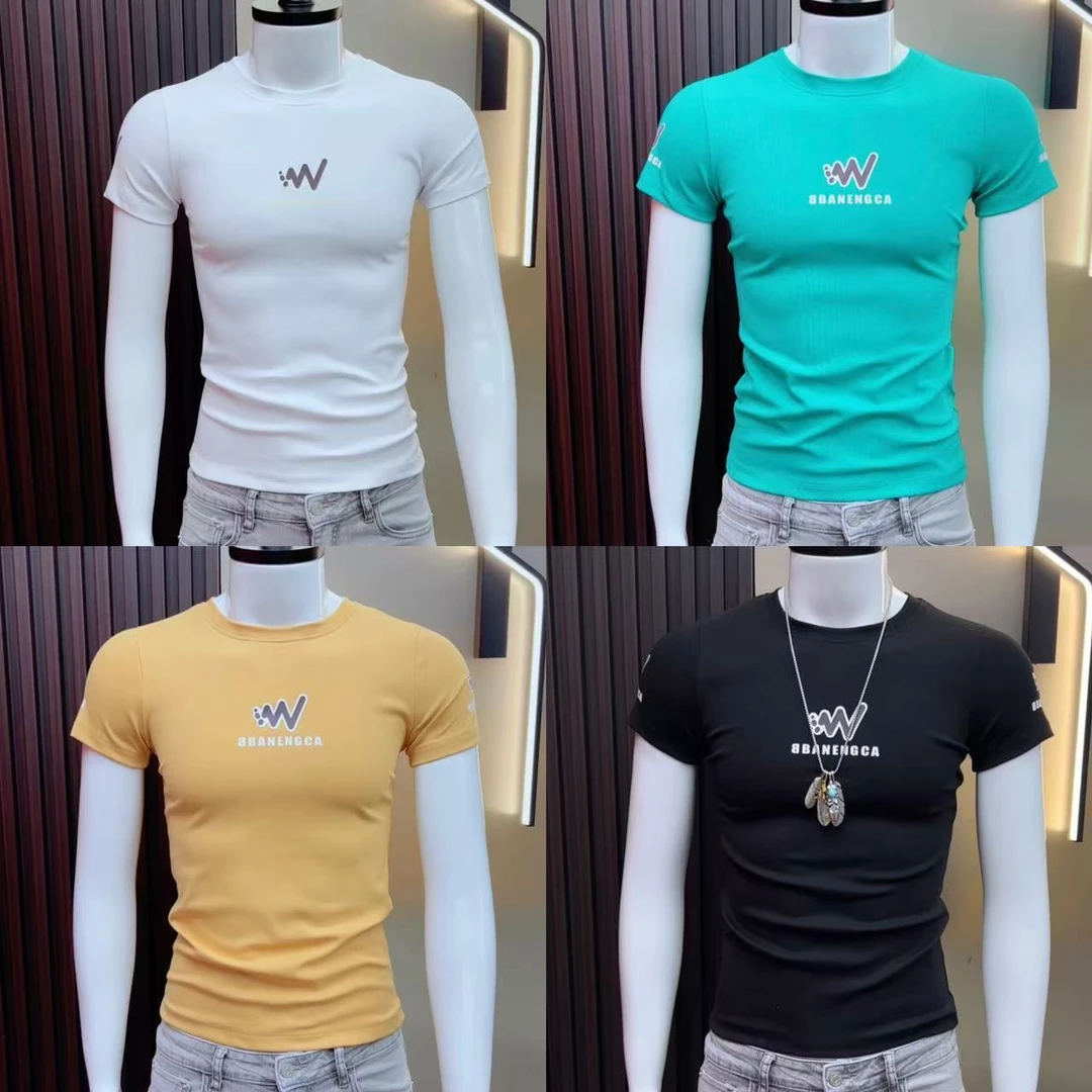 时尚修身男士短袖t恤百搭潮流2025夏季新款