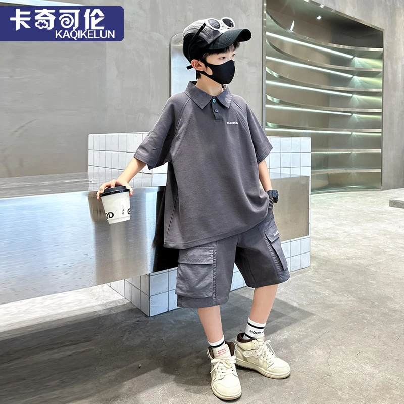 儿童套装男童夏装2025新款大童夏季短袖男孩休闲运动韩版酷帅童装